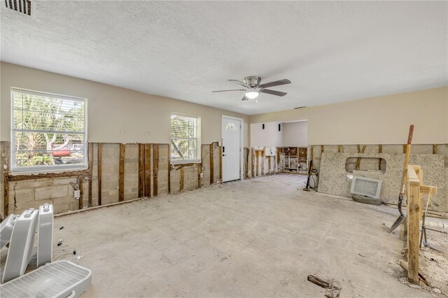 431 Palmetto St, Edgewater, FL 32132 - living area featuring ceiling fan and a textured ceiling