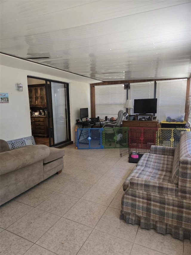 view of tiled living area
