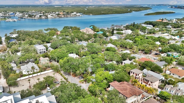 aerial view with a residential view and a water view