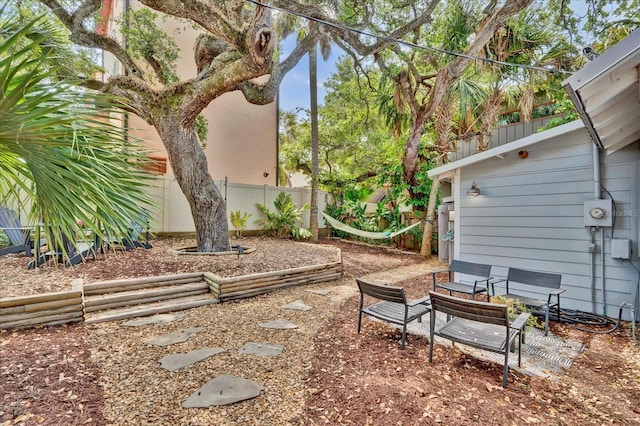 view of yard featuring fence