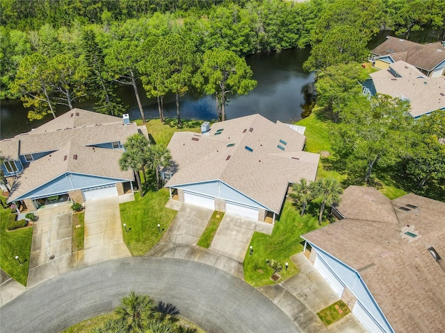 bird's eye view featuring a water view