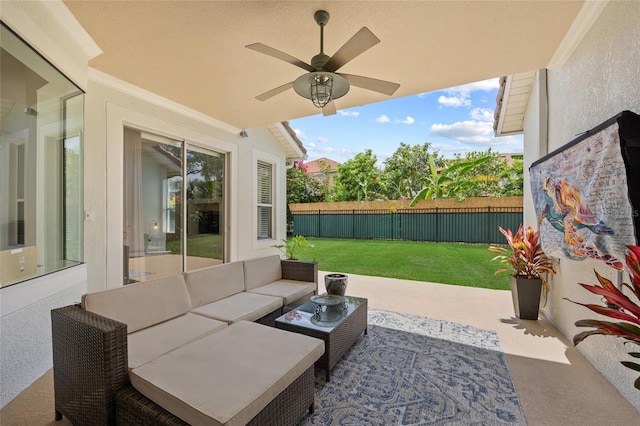 11222 Rapallo Ln, Windermere, FL 34786 - view of patio with a ceiling fan and an outdoor hangout area