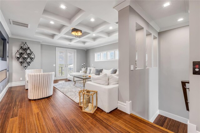 6771 Turtlemound Rd, New Smyrna Beach, FL 32169 - living room with baseboards, recessed lighting, visible vents, and wood finished floors