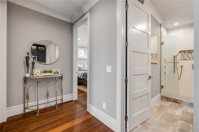 6771 Turtlemound Rd, New Smyrna Beach, FL 32169 - hallway featuring baseboards, light wood-style floors, and recessed lighting