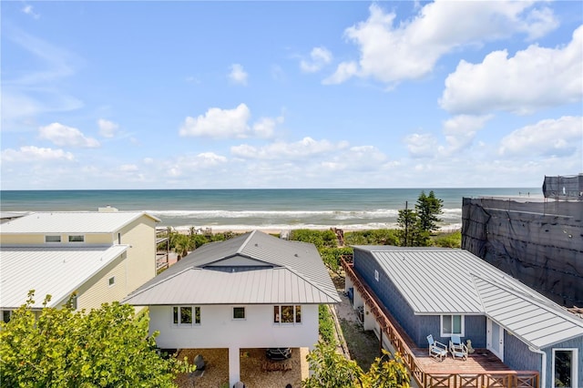 6771 Turtlemound Rd, New Smyrna Beach, FL 32169 - aerial view featuring a view of the beach and a water view