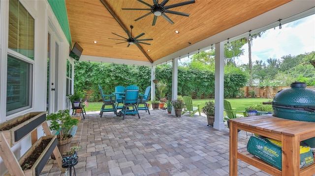 508 Faulkner St, New Smyrna Beach, FL 32168 - view of patio / terrace featuring ceiling fan and outdoor dining space