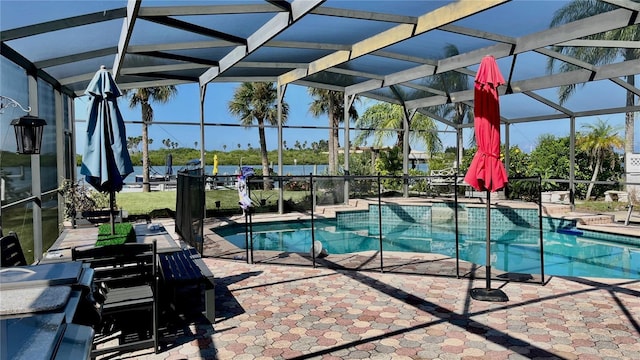 34 Richmond Dr, New Smyrna Beach, FL 32169 - outdoor pool featuring a patio area and glass enclosure