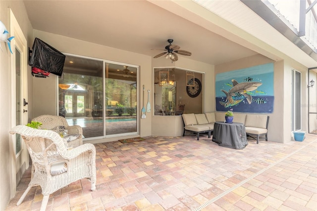 view of patio with a ceiling fan