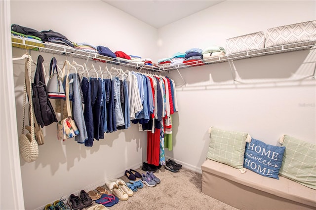 spacious closet featuring carpet floors