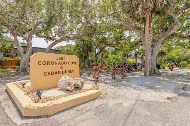view of community sign
