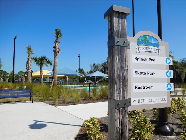view of community featuring fence