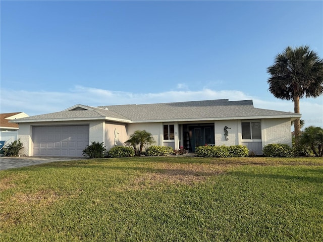 31 Sea Harbor Dr E, Ormond Beach, FL 32176 - single story home with a garage, brick siding, a front lawn, and driveway