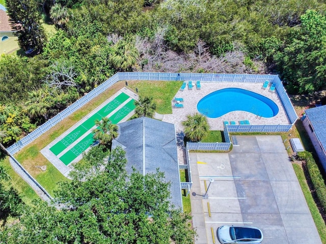 bird's eye view of a pool