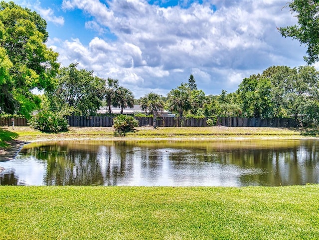 water view featuring fence