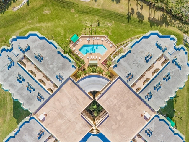 aerial view of a pool
