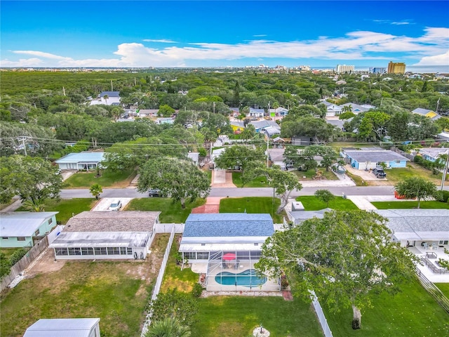 drone / aerial view of a pool area