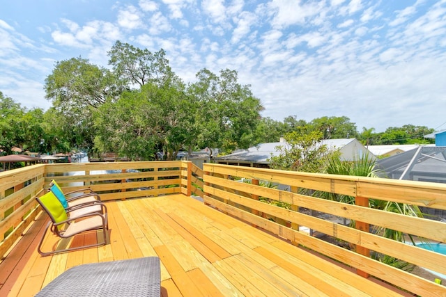 184 Azalea Rd, Edgewater, FL 32141 - wooden terrace with view of wooded area
