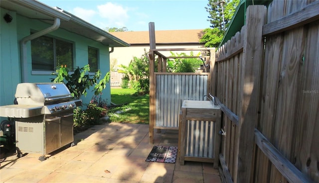view of patio featuring area for grilling