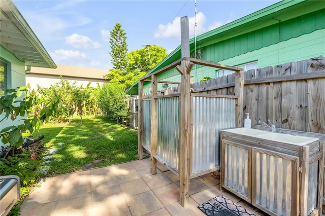 view of patio / terrace with a sink