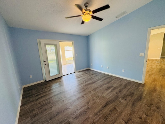 3303 Victory Palm Dr, Edgewater, FL 32141 - empty room featuring a ceiling fan, wood finished floors, and baseboards