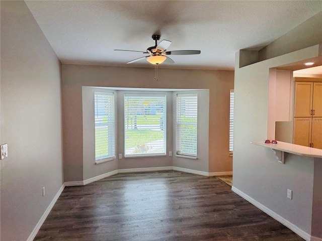 3303 Victory Palm Dr, Edgewater, FL 32141 - unfurnished living room with a ceiling fan, dark wood-style floors, and baseboards