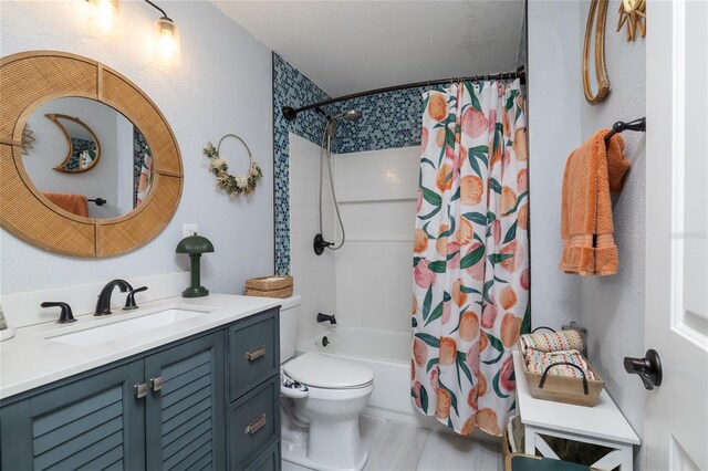 4580 Lake James Cir, Edgewater, FL 32141 - full bathroom with shower / bathtub combination with curtain, vanity, and toilet