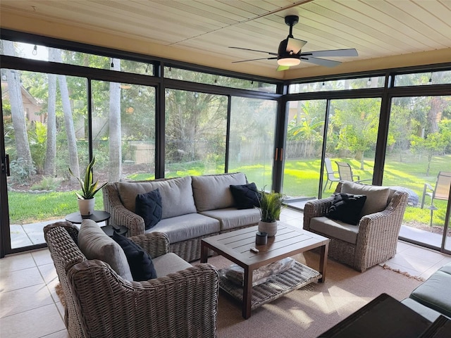 208 Wellington Dr, Daytona Beach, FL 32119 - sunroom / solarium with an outdoor living space and a ceiling fan