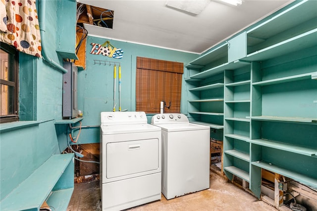 2576 Sunset Dr, New Smyrna Beach, FL 32168 - washroom featuring washer and dryer and electric panel
