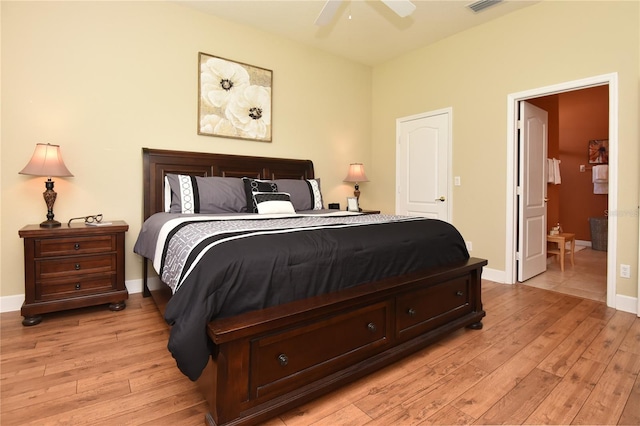 1442 Carlow Cir, Ormond Beach, FL 32174 - bedroom with light wood-style flooring, baseboards, and a ceiling fan