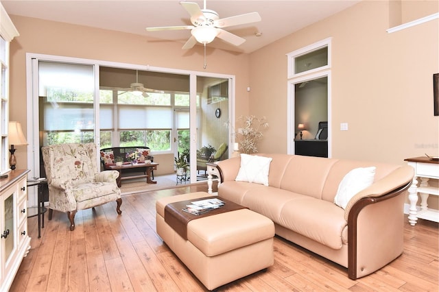 1442 Carlow Cir, Ormond Beach, FL 32174 - living room featuring ceiling fan and light wood-style floors