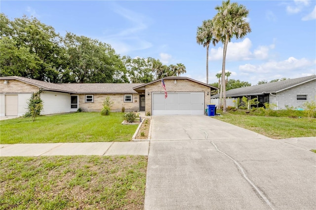 1205 Bond St, Edgewater, FL 32132 - single story home featuring brick siding, concrete driveway, a front yard, and a garage