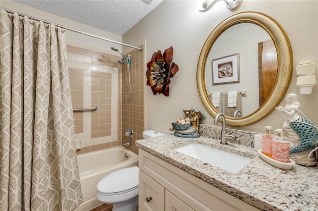 1205 Bond St, Edgewater, FL 32132 - full bath with vanity, shower / tub combo with curtain, toilet, and a textured ceiling