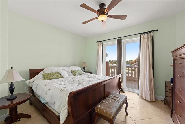 3245 S Atlantic Ave Unit 208, Daytona Beach, FL 32118 - bedroom featuring access to outside, baseboards, and ceiling fan