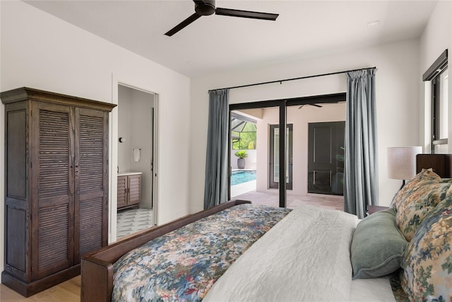 1624 Turnbull Crossings Dr, New Smyrna Beach, FL 32168 - bedroom featuring access to exterior and a ceiling fan