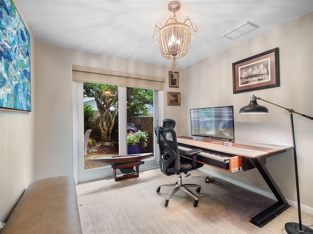 1215 Commodore Dr, New Smyrna Beach, FL 32168 - office with a chandelier and baseboards
