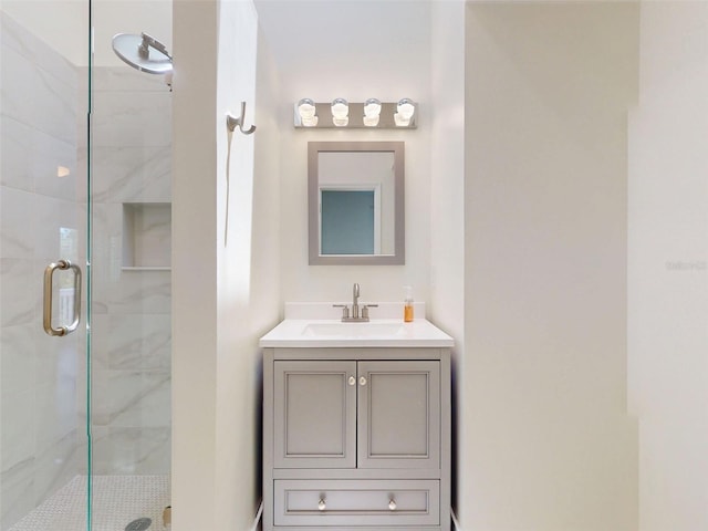 2950 Sunset Dr, New Smyrna Beach, FL 32168 - full bathroom featuring a stall shower and vanity