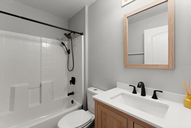 2325 Lime Tree Dr, Edgewater, FL 32141 - full bathroom featuring vanity, toilet, bathtub / shower combination, and a textured ceiling