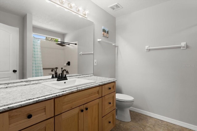 2325 Lime Tree Dr, Edgewater, FL 32141 - bathroom with toilet, vanity, baseboards, and a shower with shower curtain