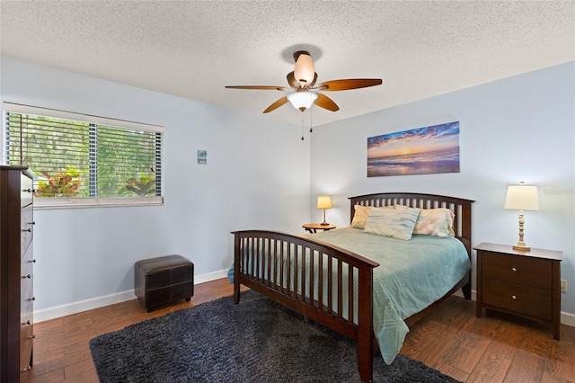 1723 Needle Palm Dr, Edgewater, FL 32132 - bedroom featuring hardwood / wood-style floors, a textured ceiling, and a ceiling fan