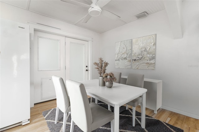 25 Dolphin Ave, Ormond Beach, FL 32176 - dining room with ceiling fan and light wood-style flooring