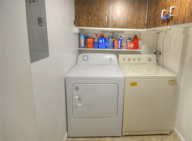 4435 S Atlantic Ave Unit 416, Port Orange, FL 32127 - laundry room with cabinet space, independent washer and dryer, and electric panel