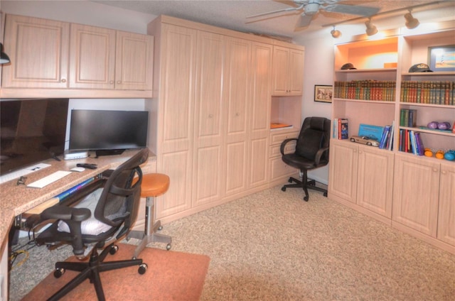 4435 S Atlantic Ave Unit 416, Port Orange, FL 32127 - office with a ceiling fan, light colored carpet, and track lighting