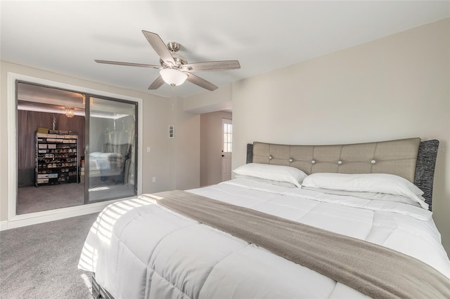 2900 S Peninsula Dr, Daytona Beach, FL 32118 - bedroom featuring carpet flooring, access to outside, and a ceiling fan