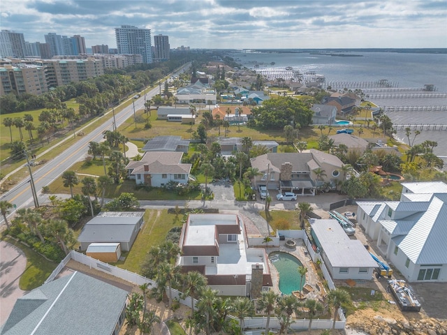2900 S Peninsula Dr, Daytona Beach, FL 32118 - aerial overview of property's location featuring a pool area and a large body of water