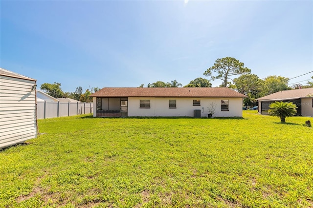 3044 Pine Tree Dr, Edgewater, FL 32141 - back of house with cooling unit and stucco siding