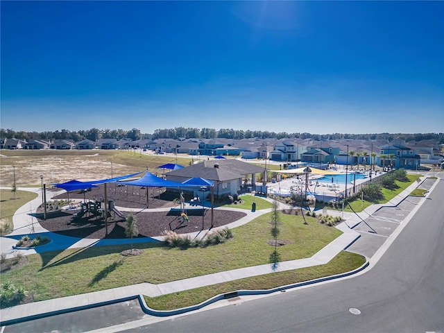 7223 SW 61st Pl, Ocala, FL 34474 - aerial perspective of suburban area featuring a pool area