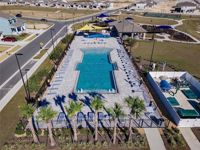 7223 SW 61st Pl, Ocala, FL 34474 - aerial perspective of suburban area with a pool area