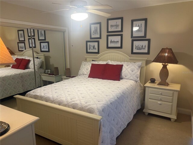 38 Cedar Dunes Dr, New Smyrna Beach, FL 32169 - bedroom featuring carpet flooring, a closet, and a ceiling fan