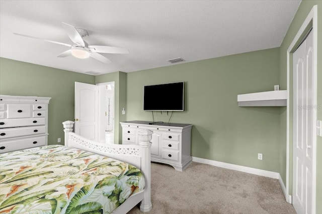5935 Shady Creek Ln, Port Orange, FL 32128 - bedroom featuring light colored carpet and a ceiling fan