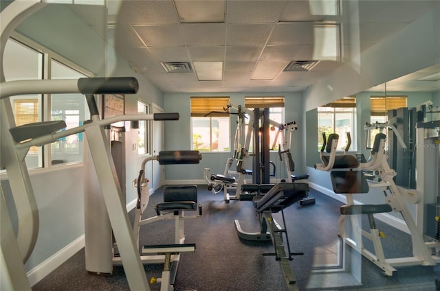 5300 S Atlantic Ave Unit 11302, New Smyrna Beach, FL 32169 - gym featuring baseboards and a drop ceiling
